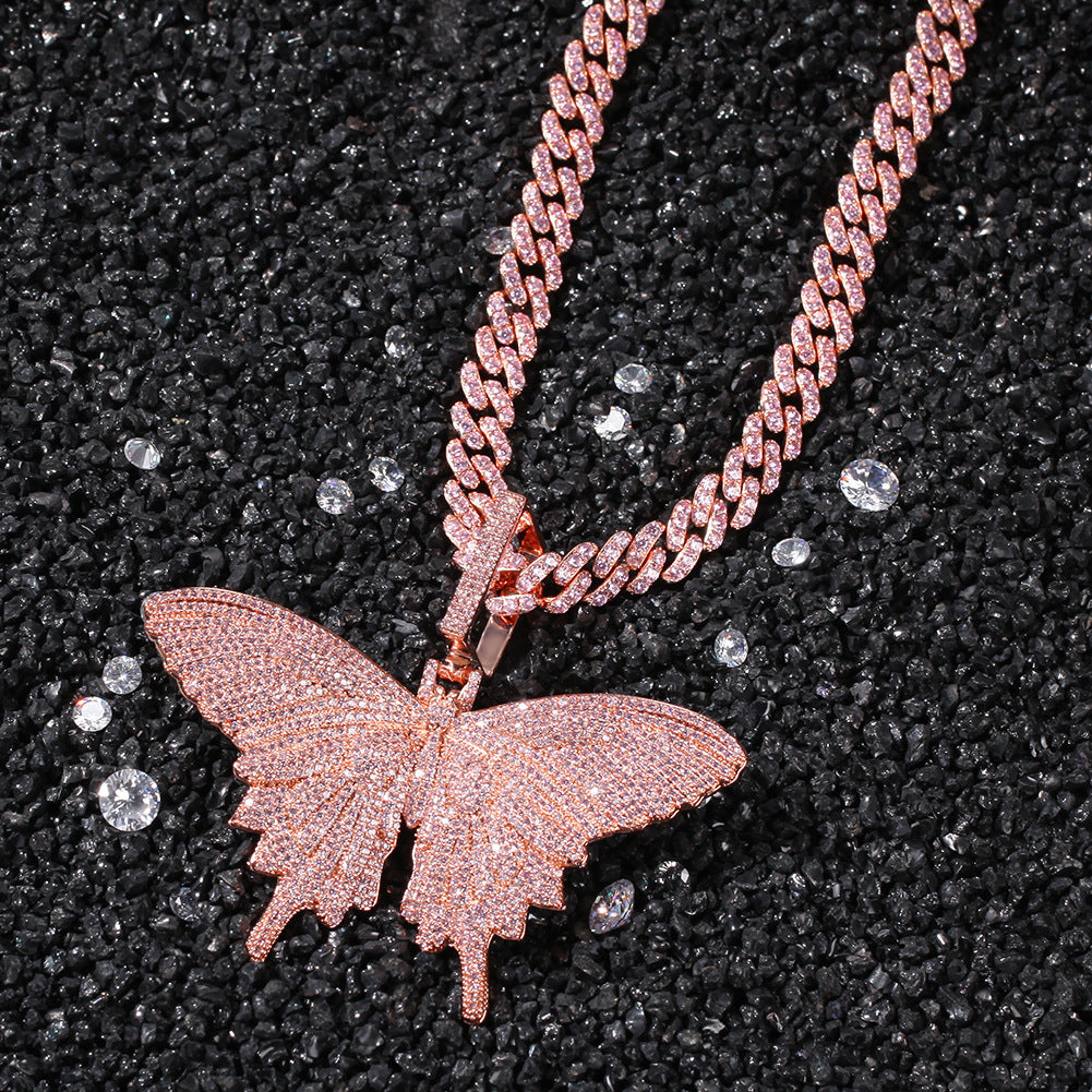 pink butterfly necklace