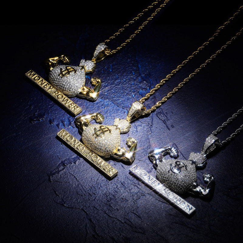 diamond money bag pendant