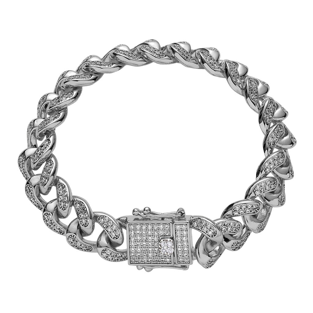 cuban bracelet white gold