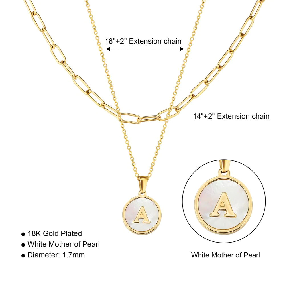 Pearl Initial Coin Pendant Necklace