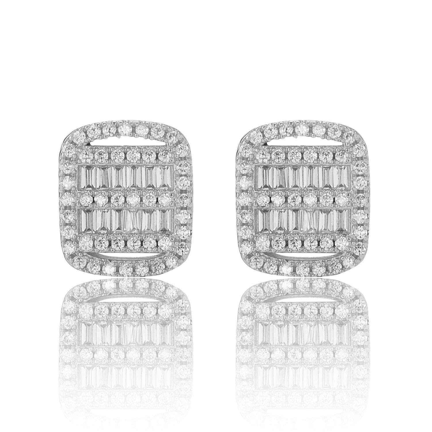 Two rows baguette cut earring