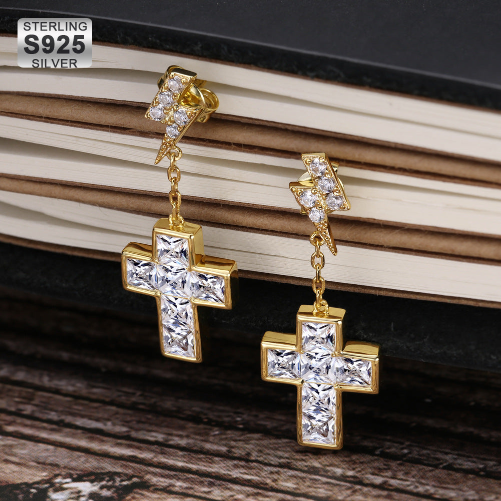 iced out cross earring