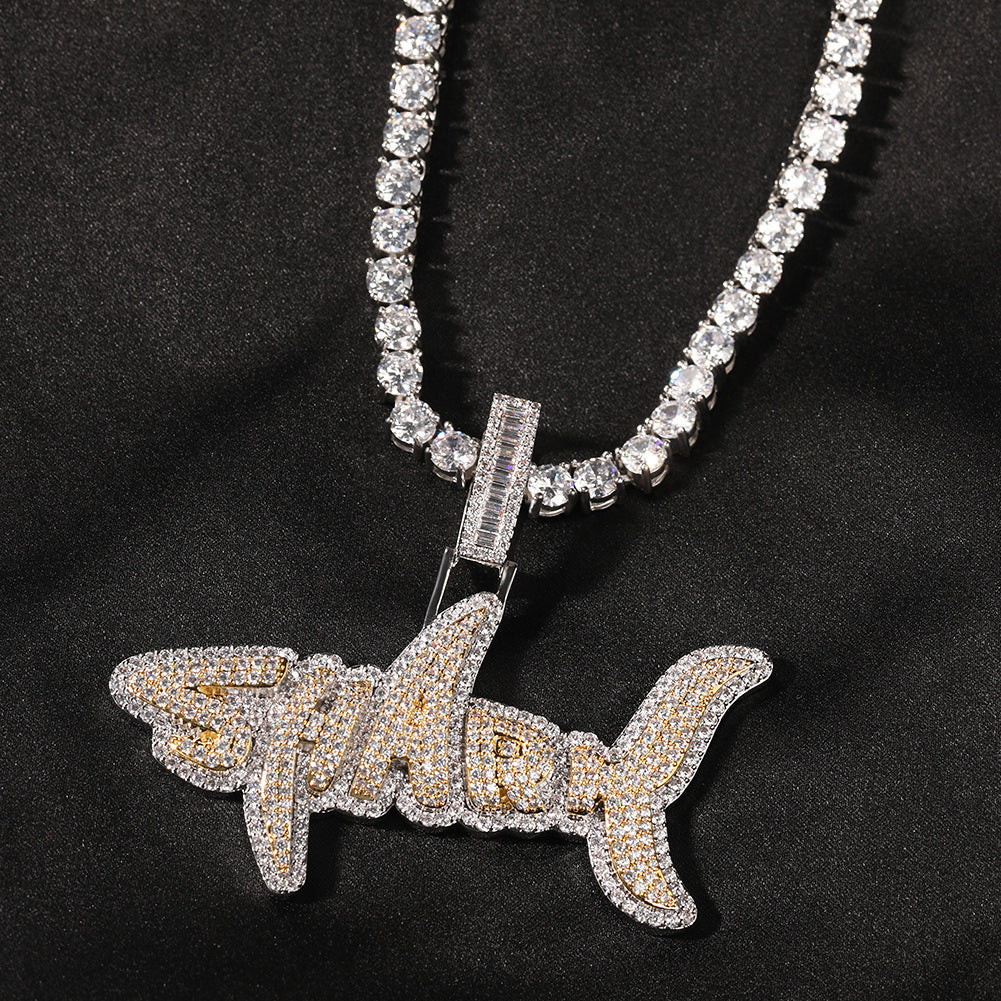 14k gold shark pendant