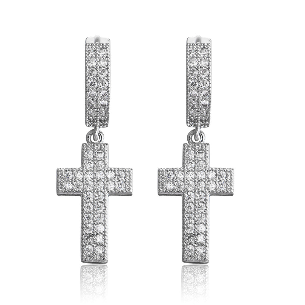 cross hoop earrings mens