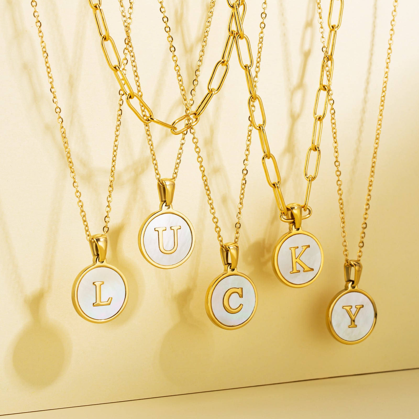 Pearl Initial Coin Pendant Necklace
