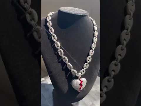 iced broken heart pendant