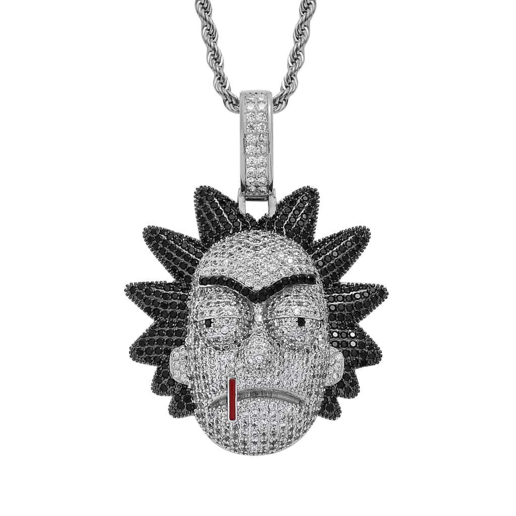 iced out rick and morty pendant