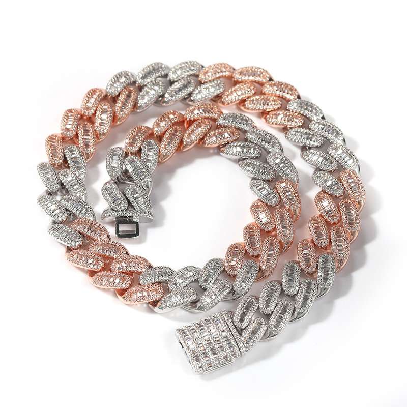 tri color cuban link chain