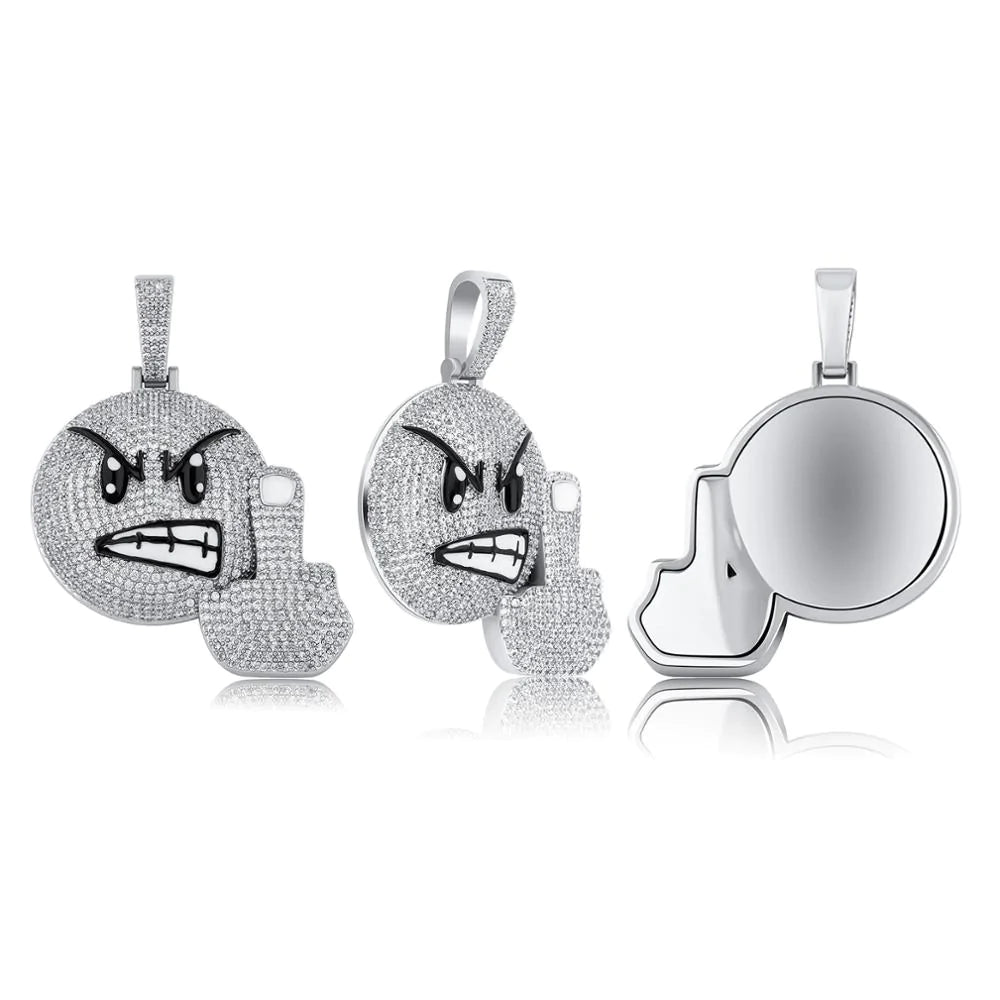 Mens Angry Middle Finger Pendant