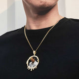 Iced Out Round Drip Photo Pendant