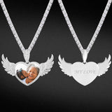 Flying Angel Wings Heart Photo Pendant