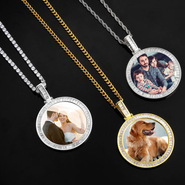 Baguette Round Picture Necklace