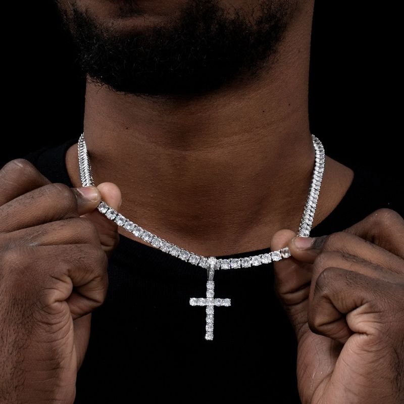 iced out cross pendant