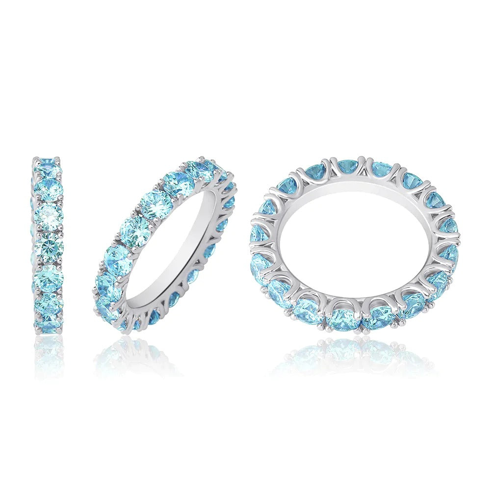 4mm Blue CZ Single Row Rapper Ring