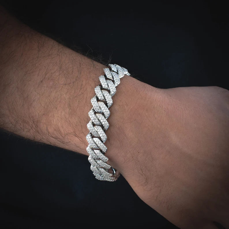 mens cuban link bracelet silver