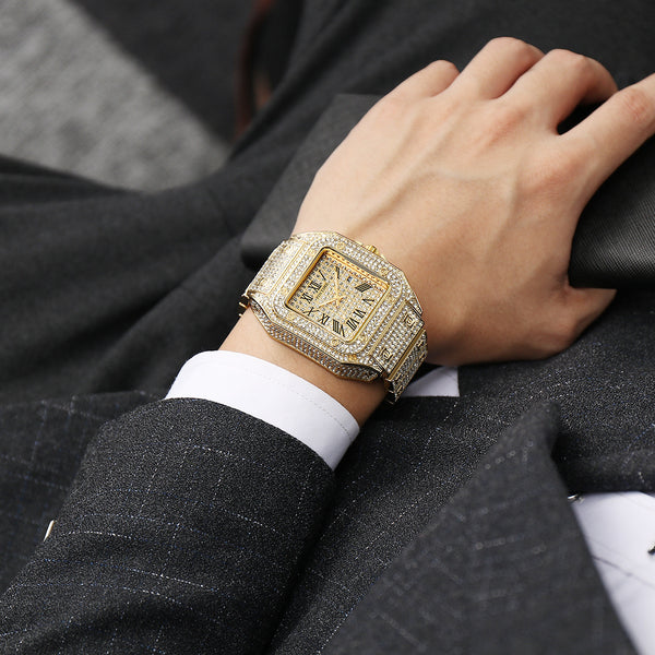 stainless steel iced out watch