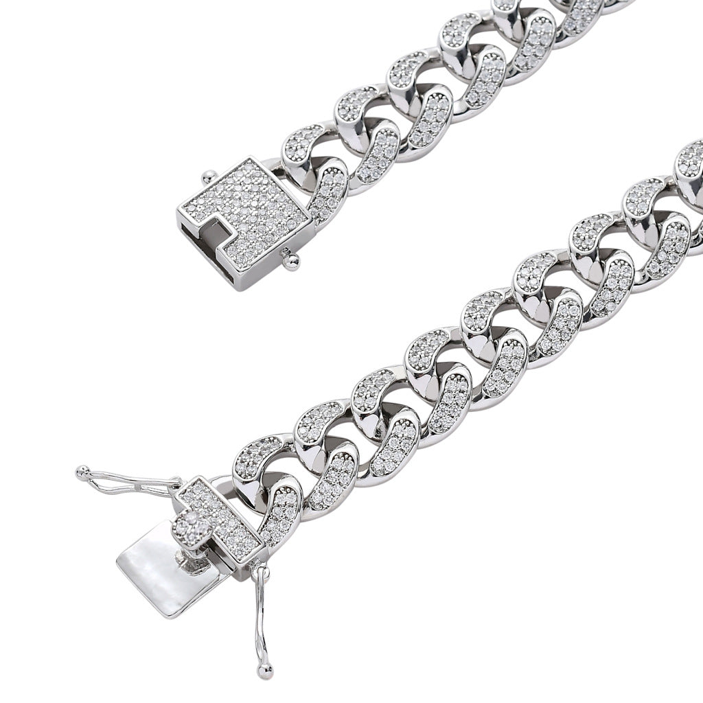 micro cuban chain white gold