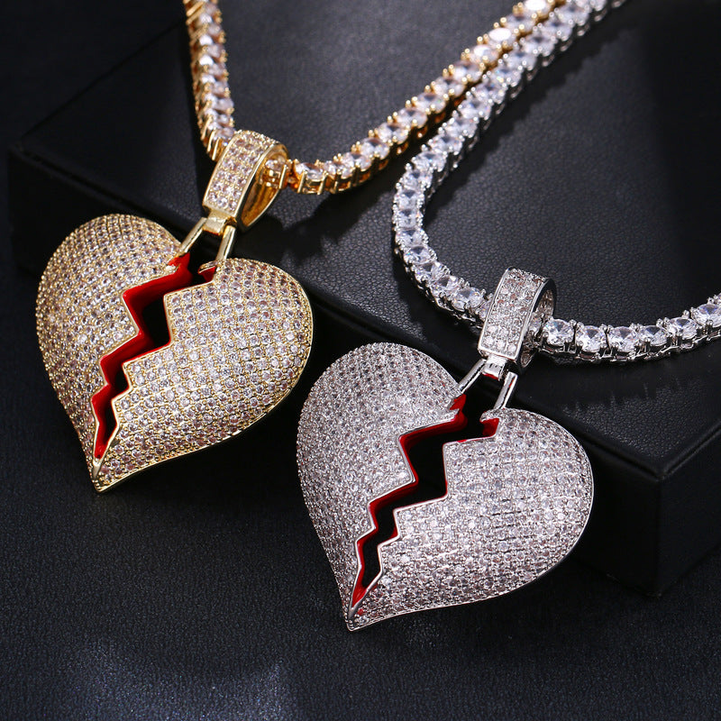 iced out broken heart chain