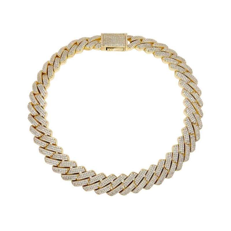 20mm diamond prong gold chain