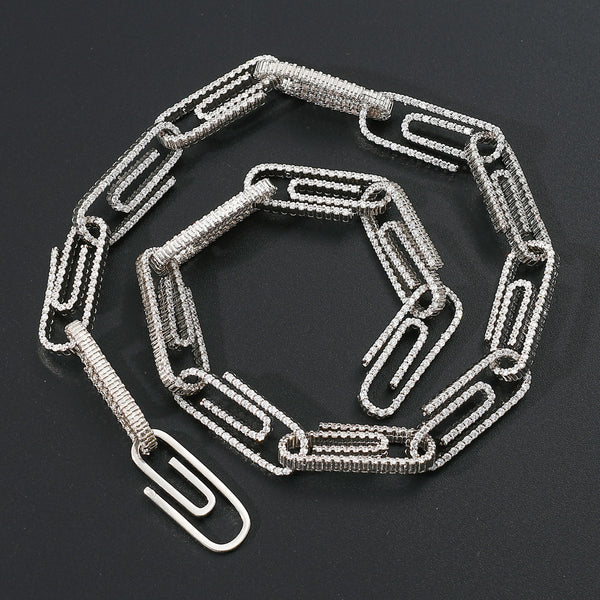 10mm Iced Out Paper Clip Cuban Link Chain
