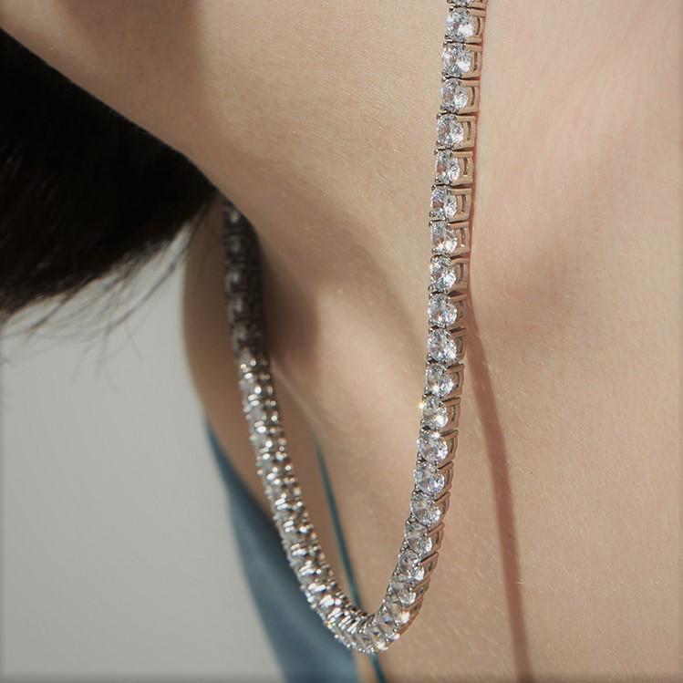 [New] 5mm Round Cut Diamond Tennis Chain freeshipping - Laiejewelry