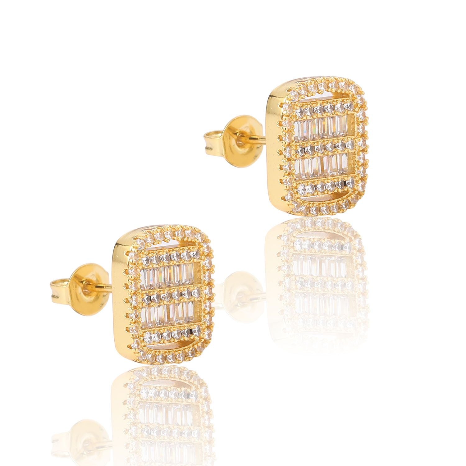 Two rows baguette cut earring