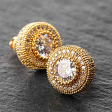 round iced out earrings