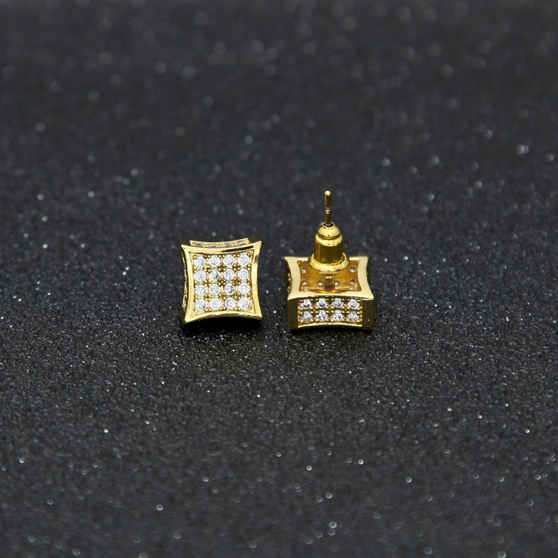 Square paved stud earring freeshipping - Laiejewelry