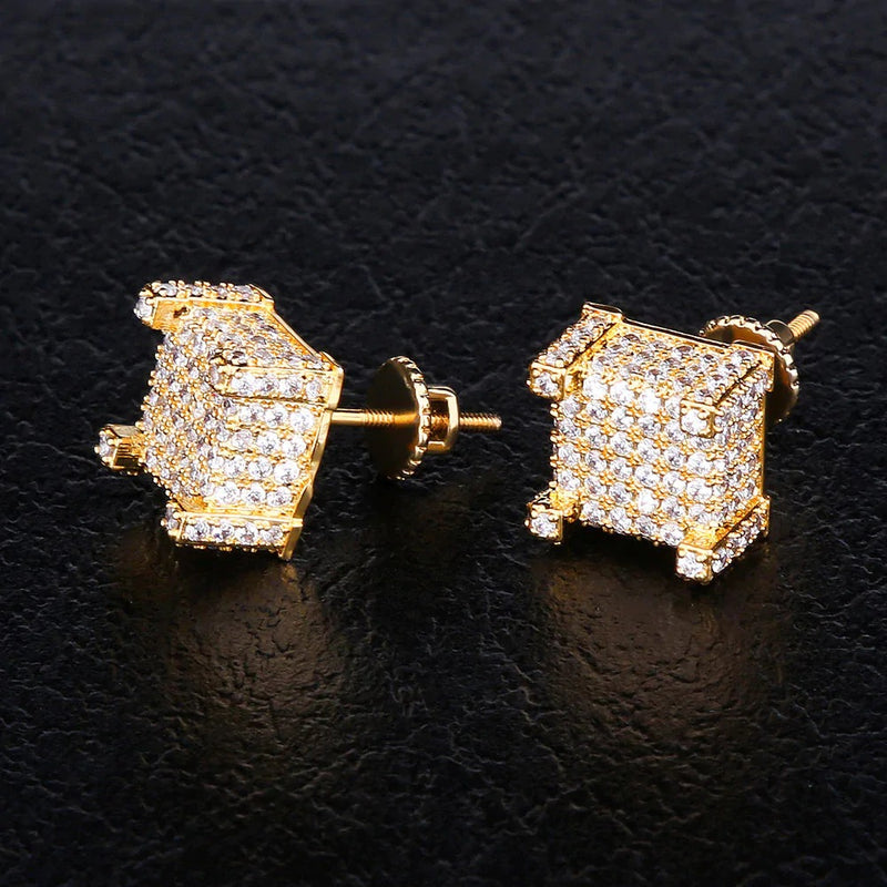 mens square earrings diamond