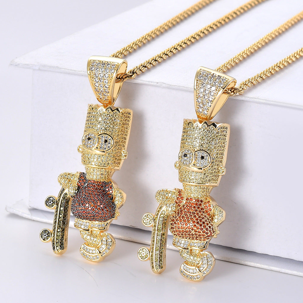 Skateboard Simpson Pendant Necklace