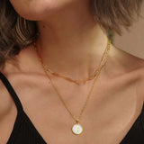 Pearl Initial Coin Pendant Necklace