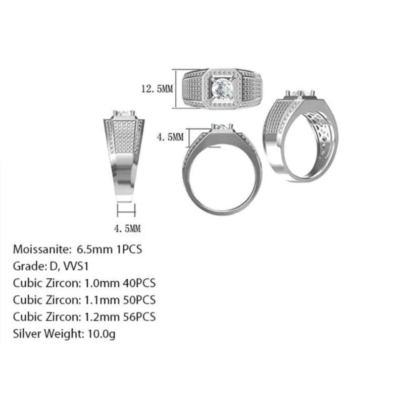 1.0 Carats mens moissanite band
