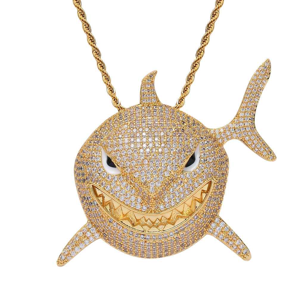 Fully Iced Out Bling Bling Shark Pendant