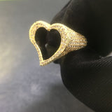 Gold Hollow Heart Ring for Rappers
