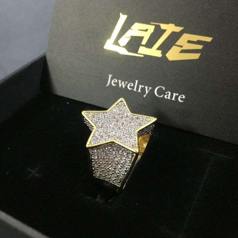 mens iced out star ring