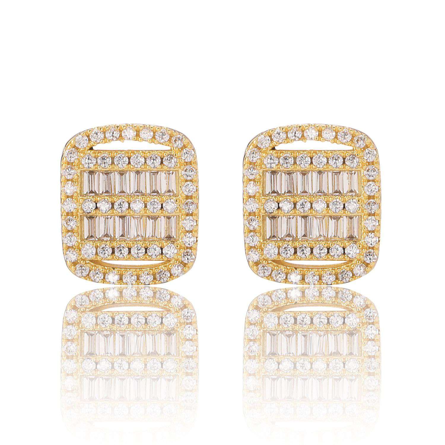 Two rows baguette cut earring