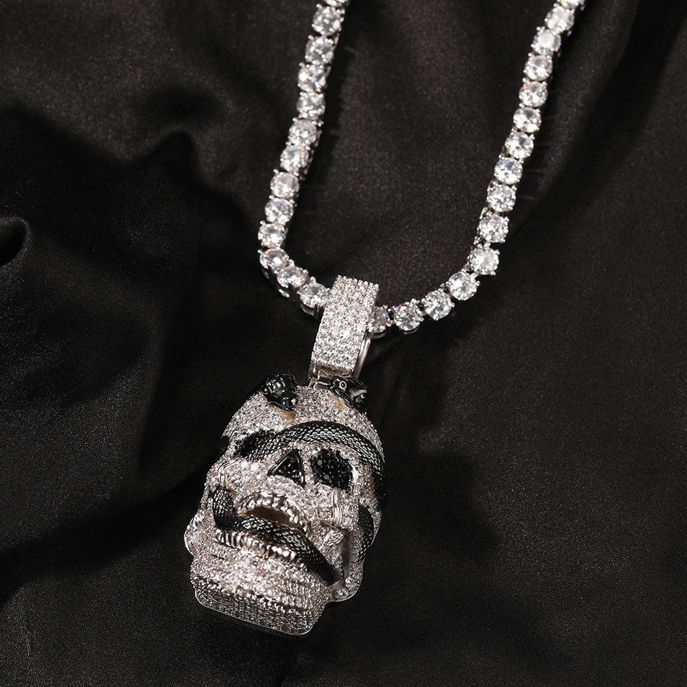 white gold skull pendant