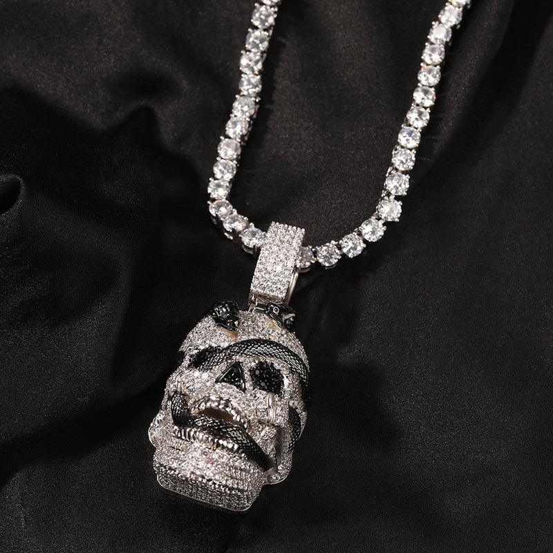 white gold skull pendant