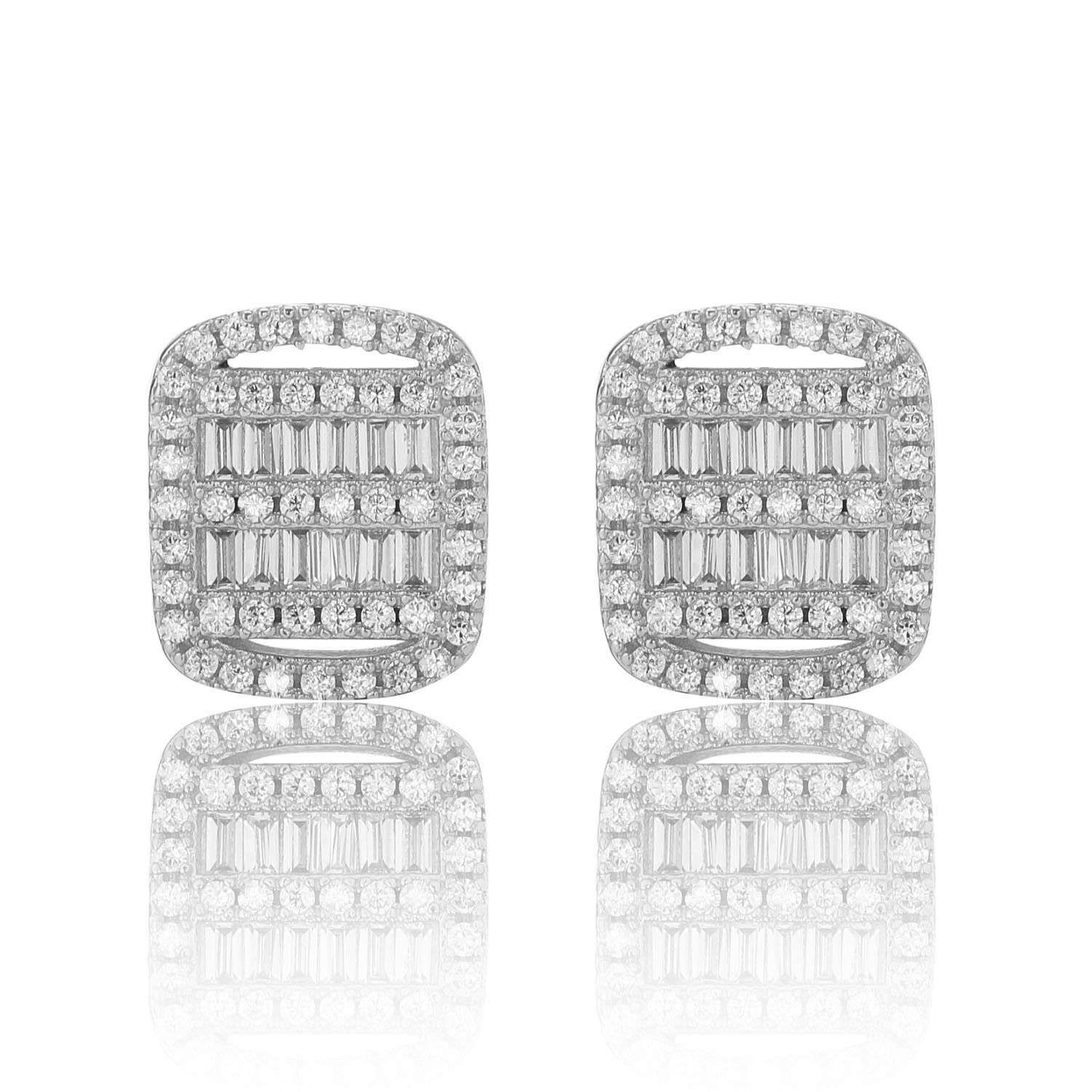 Two rows baguette cut earring