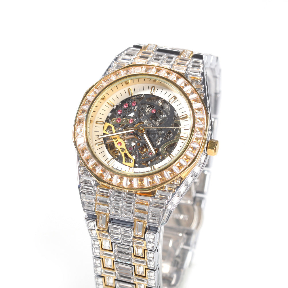 Diamond Baguette Skeleton Watch