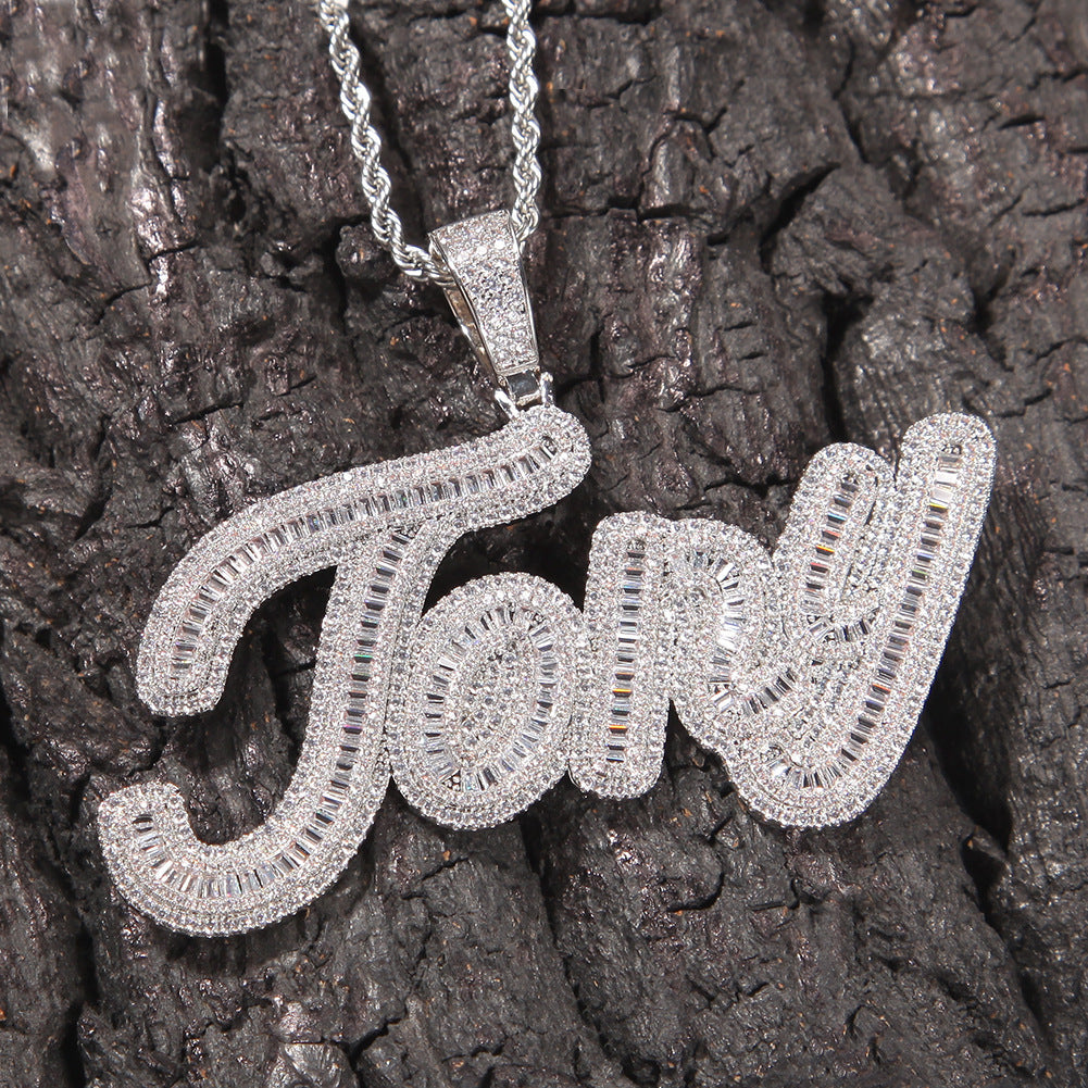 diamond name necklace white gold