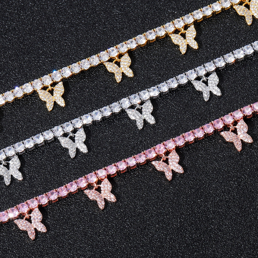 4mm Tennis Chain Butterfly Charm Choker