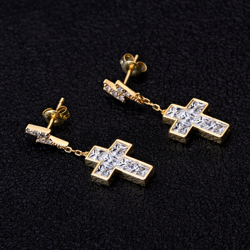 iced out cross earring