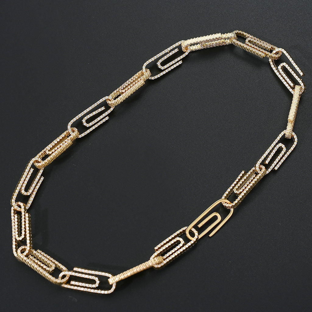 10mm Iced Out Paper Clip Cuban Link Chain