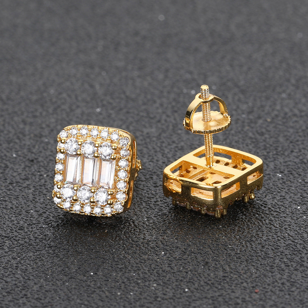 hip hop square earrings