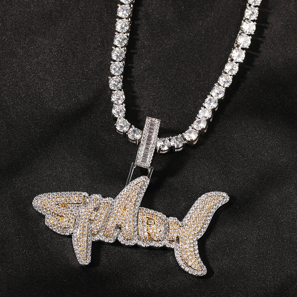 14k gold shark pendant