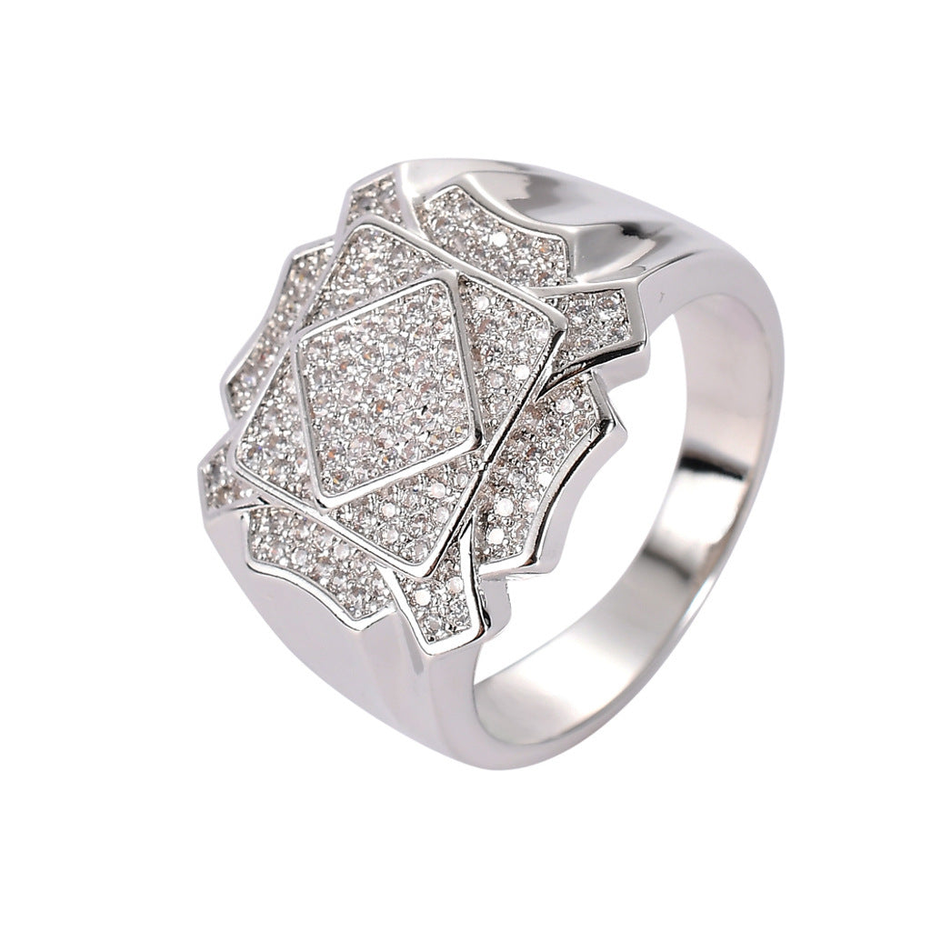 Square Rhombus Iced Out Ring