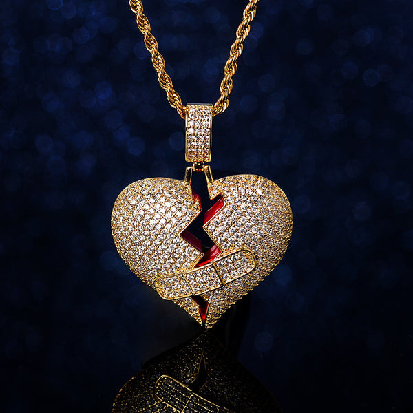 iced broken heart pendant