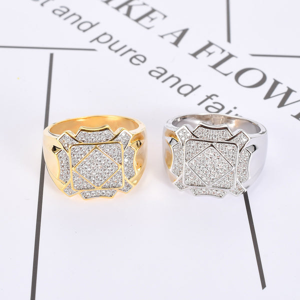 Square Rhombus Iced Out Ring