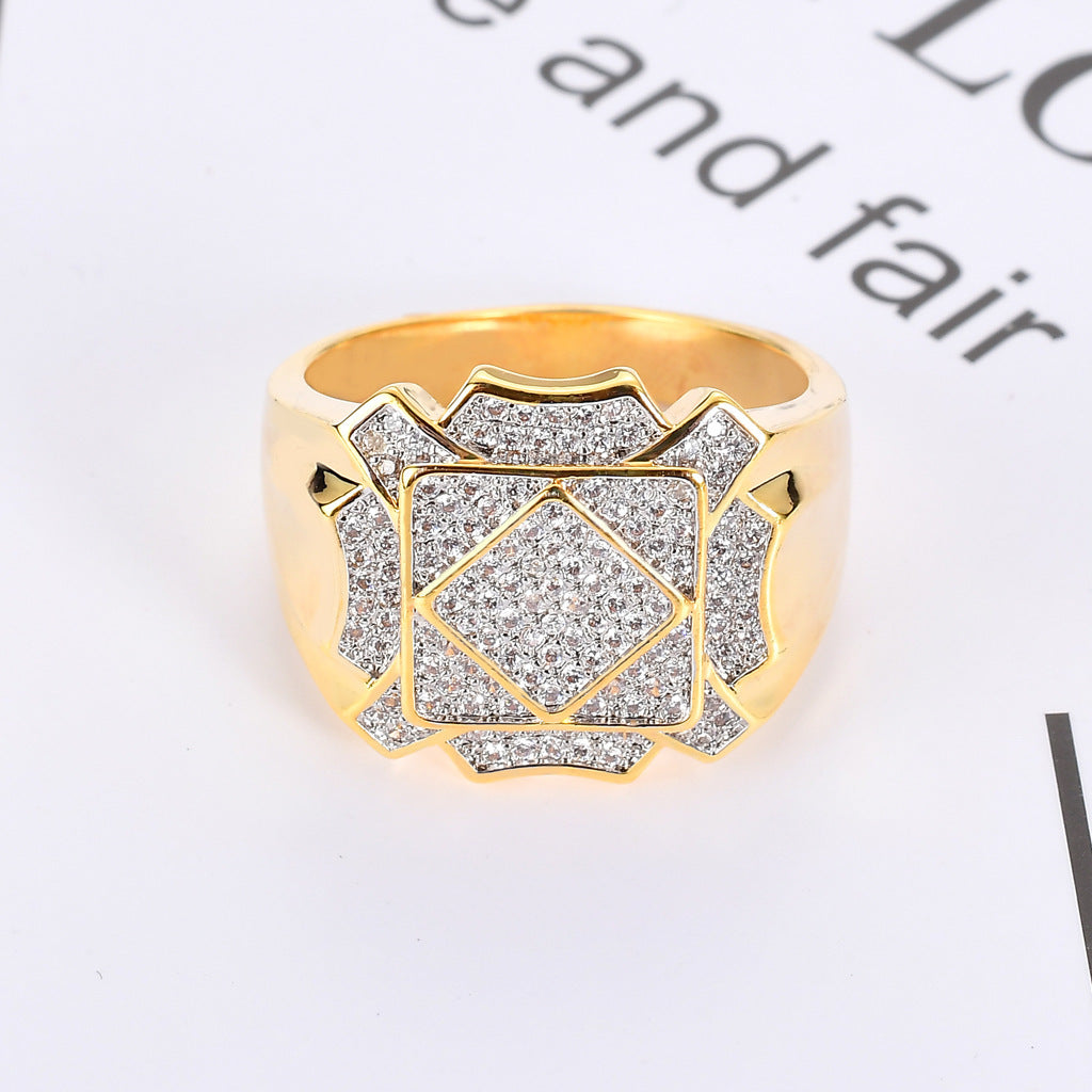 Square Rhombus Iced Out Ring